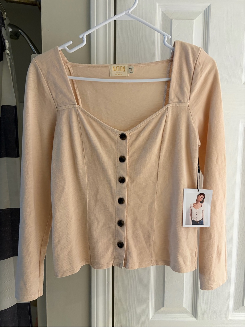Nation LTD light pink Button-Front Long Sleeve Top Small NWT